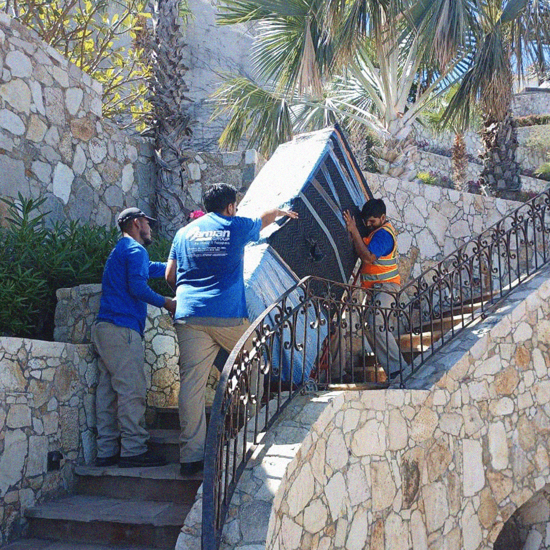 Furniture moving up stairs